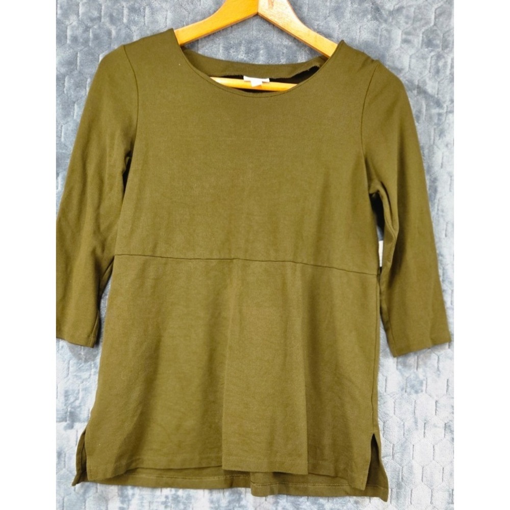 J. Jill Ponte Tunic Olive Green 3/4 Sleeves Casual Office Size Small